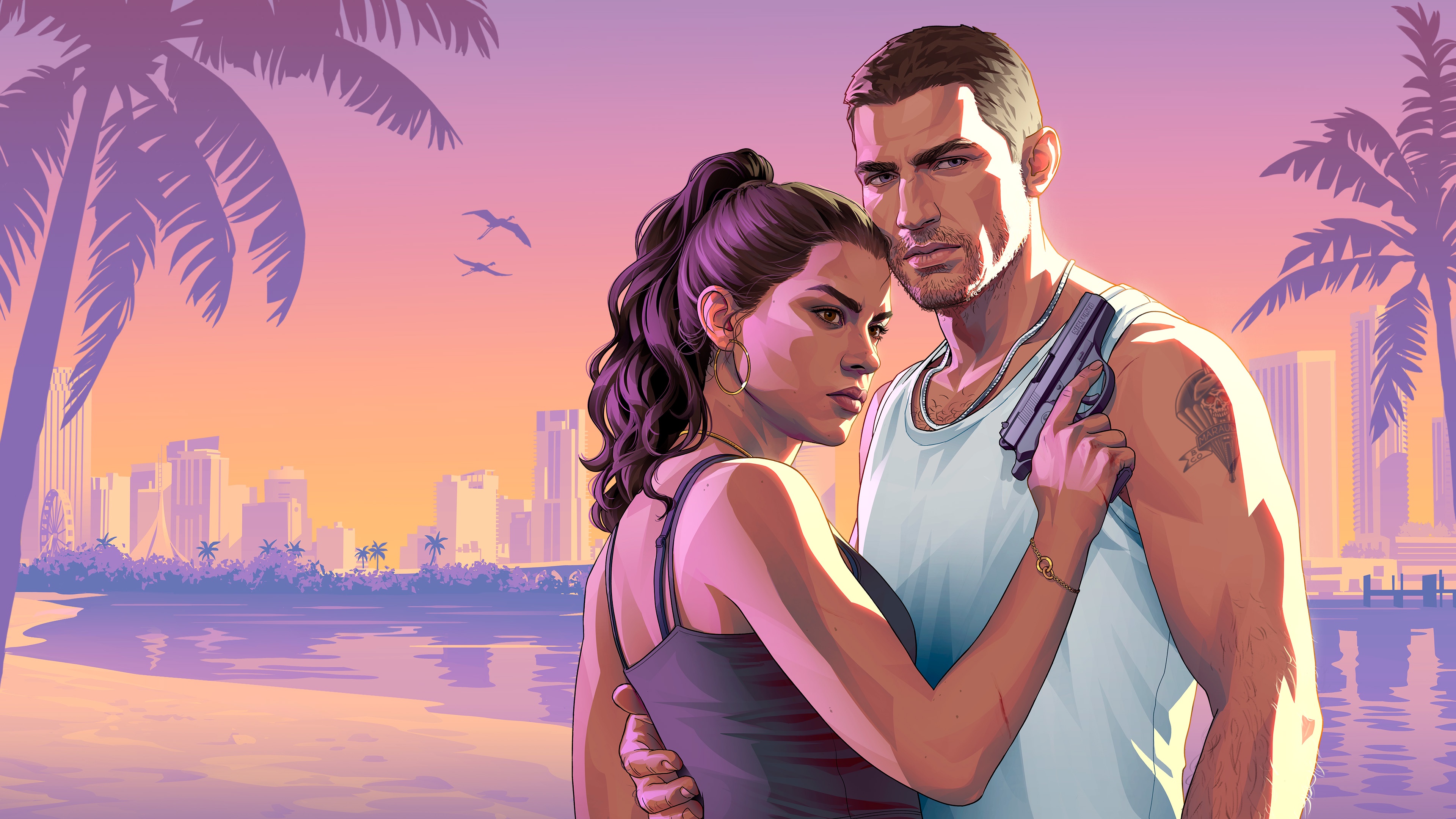 Artwork de Jason Duval et Lucia Caminos utilisé pour la jaquette de GTA 6