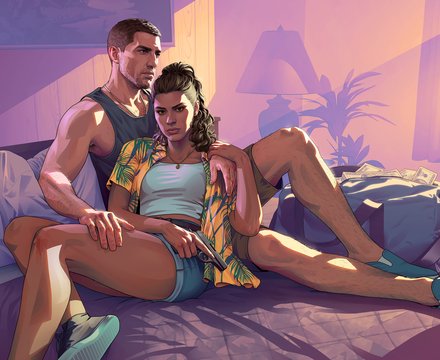 Jason et Lucia au motel : artwork officiel de GTA 6